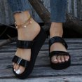 thumbnail image 6 of Anuirheih Clearance Slip on Sandals Women,Fashion Women's Shoes Casual Round Toe Wedge Heel Slippers Sandals(Black), 6 of 9