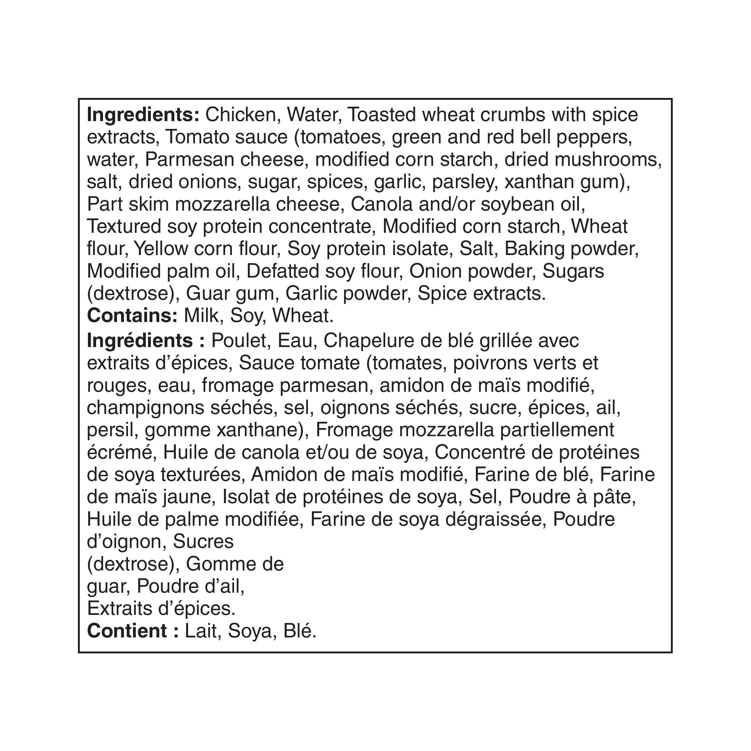 Escalopettes de poulet pané Poulet parmesan Great Value 994 g (7 morceaux)