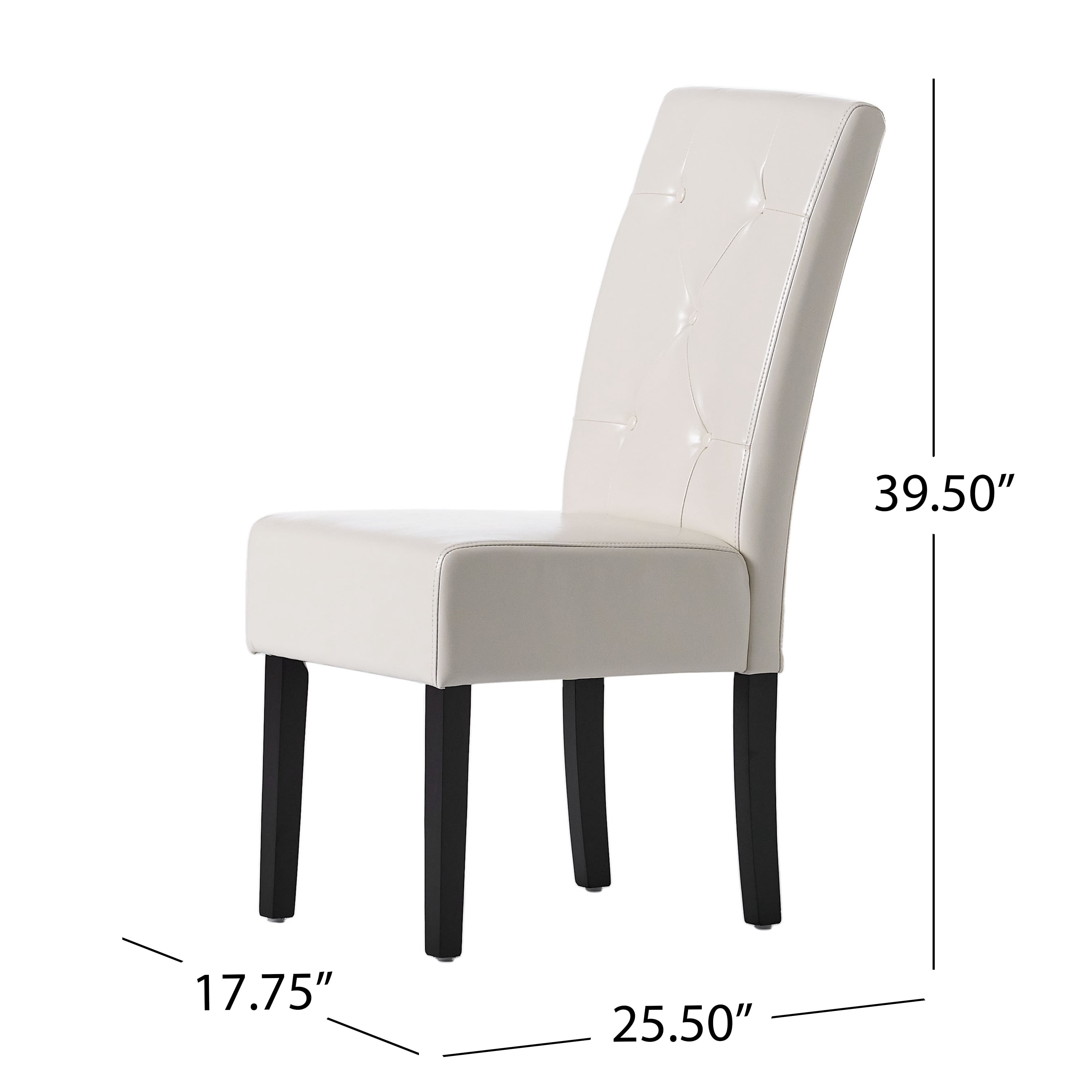 Noble House Wilson Contemporary Bonded Leather Dining Chair, Set of 2, Ivory
