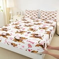 thumbnail image 3 of Castle Fairy Boys Girls Kawaii Animal Dachshund 4pcs Bed Sheets,Cute Dog Pet King Sheets,Cartoon Love Heart Super Cozy Sheet Set,Luxury Bedroom Decor, 3 of 7