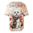 thumbnail image 2 of Hello Fall Maltese Scarf Welcome Autumn with Leaves Pumpkins All Over Print 3D Baseball Shirt Maltese Dog Lover Gifts Idea Softball Sport - 00011, 2 of 6