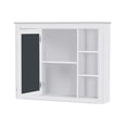 thumbnail image 4 of 35'' x 27.5'' Medicine Cabinet, Wall Mounted Bathroom Storage Cabinet, Modern Bathroom Wall Cabinet with Mirror, Mirror Cabinet with 6 Open Shelves, White, 4 of 9