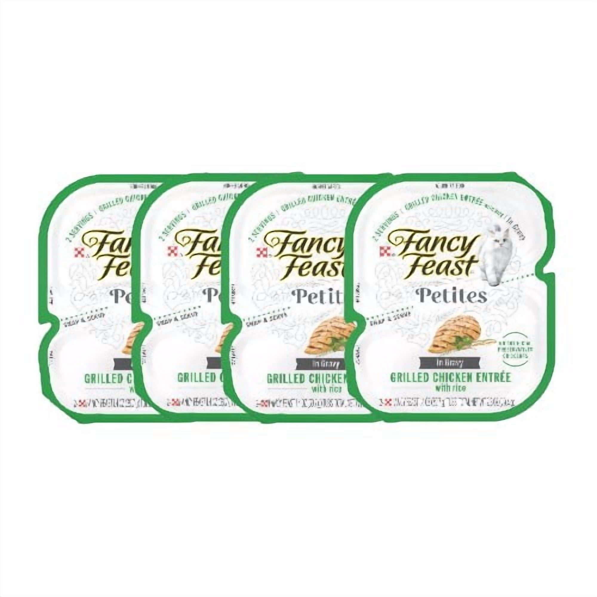 (2 pack) Fancy Feast Grilled Chicken Entree with Rice Petites (4 Pack, 2.8 oz Tubs)