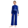 thumbnail image 4 of vastwit Kids Girls Gymnastics Unitards Full Body Rompers Mesh Lyrical Dance Outfits Ballet Jazz Dance Jumpsuit Navy Blue 8, 4 of 6