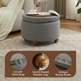 thumbnail image 4 of 24Inch Round Storage Ottoman with Tray, Modern Tufted Fabric Circle Coffee Table with Storage, Upholstered Ottoman with Removable Top for Living Room, Bedroom, Light Grey, 4 of 7