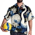 thumbnail image 4 of Swan Men's Short Sleeve Button Down Hawaiian Beach Printed Casual Shirts, 4 of 6