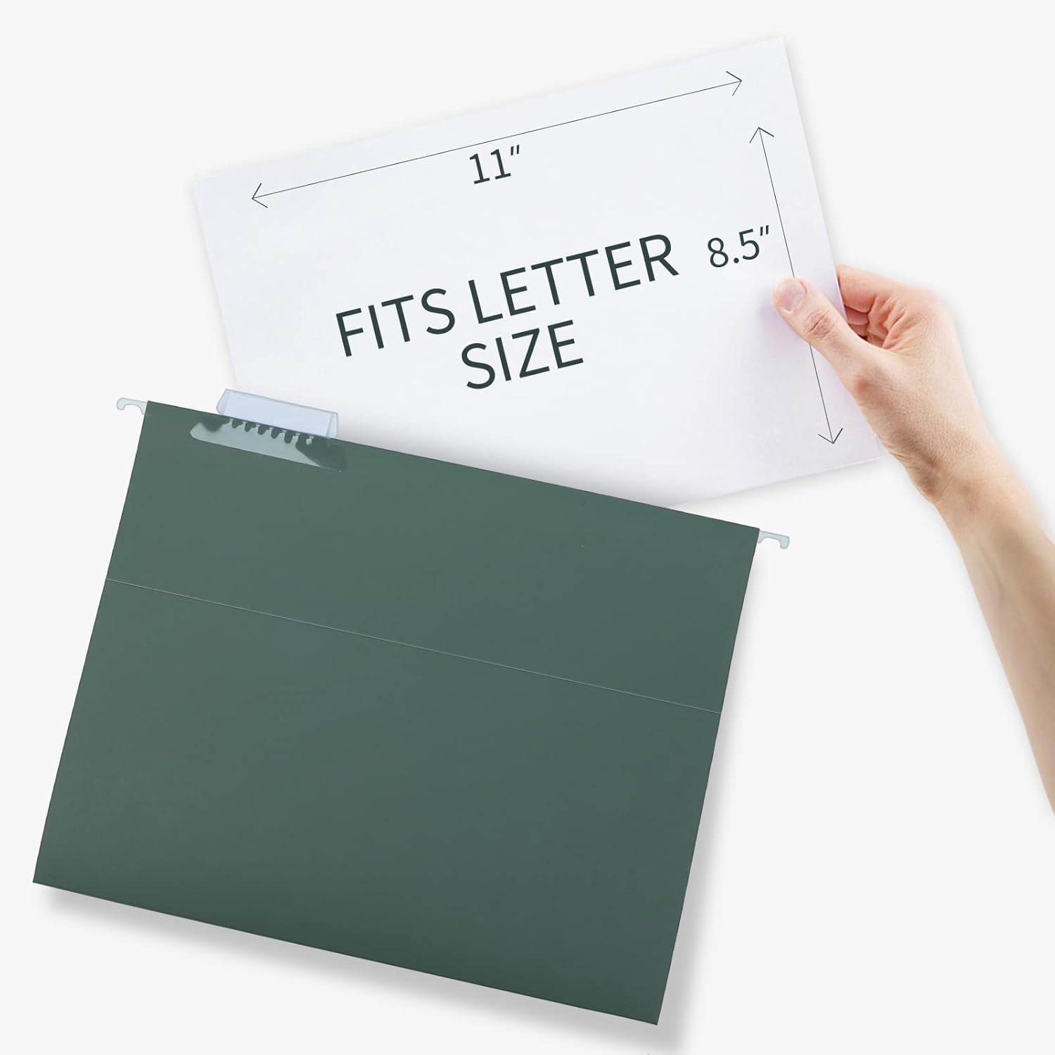 Hanging File Folders, 80 Pack Reinforced Letter Size Hanging Folders with Heavy Duty 0 Inch Expansion, Designed for Bulky Files, Medical Charts, 1/5-Cut Adjustable Tabs, Green