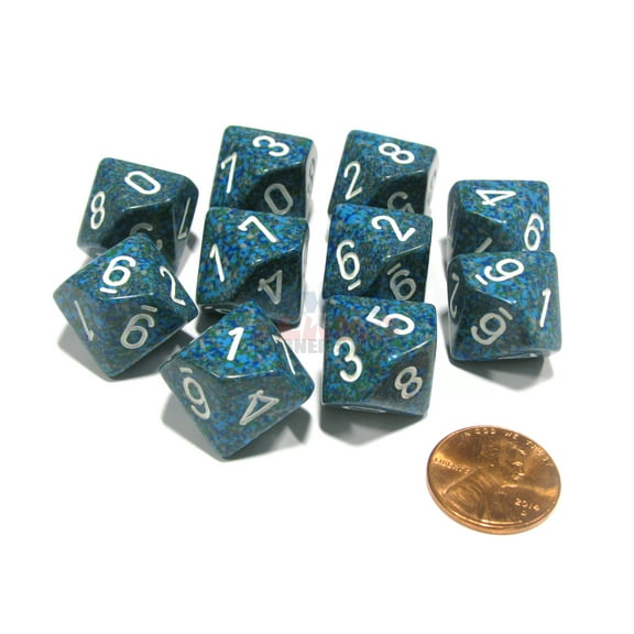 Chessex Set of 10 D10 Dice - Speckled Sea #25116