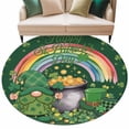 thumbnail image 2 of Gnomes St. Patrick's Day 6ft Round Rugs, Green Lucky Clovers Rainbow Washable Non-Slip Area Rugs for Living Room Bedroom Kitchen, Soft Low Pile Dining Room Kicthen Circle Carpet, Indoor Floor Rug, 2 of 9