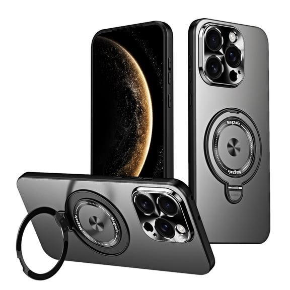 Compatible with iPhone 16 Pro Max Phone Case,With Invisible Magnetic Ring Kickstand,Compatible with Mag-Safe,Military-Grade Protection,Shockproof Anti-fall Ultra Slim Phone Case,Black