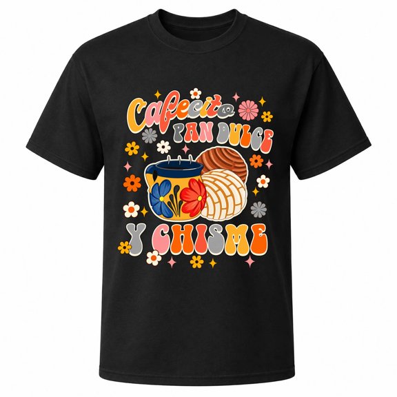 Cafecito Pan Dulce y Chisme Retro Graphic T-Shirt, Unisex Classic Fit, 180 GSM Cotton-Rich, Front Print