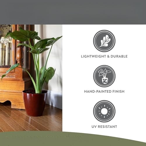Classic Home and Garden Vogue Planter Pots w/Pottery Quality Finish - Modern Indoor & Outdoor Flower Pots - UV-Resistant Porch Planters - Decorative Pot for Flowers & Herbs (8” Weathered Copper)