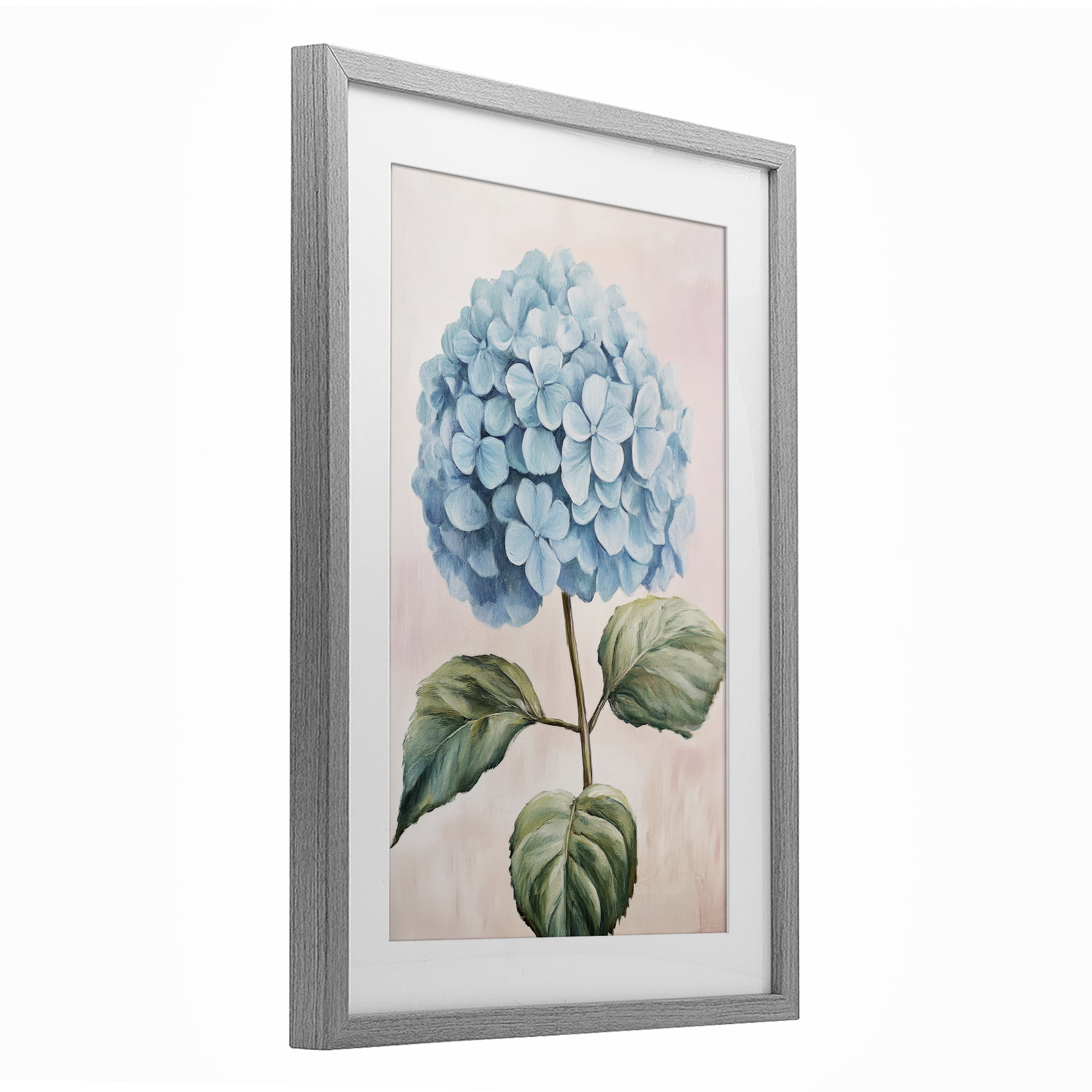 Stupell Industries Delicate Baby Blue Hydrangea Gray Framed Print Under Glass, design by Petal Prints Design