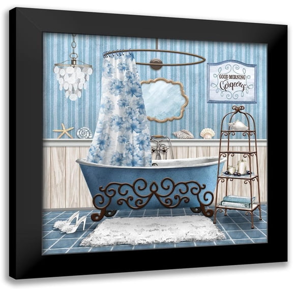 Knutsen, Conrad 12x12 Black Modern Framed Museum Art Print Titled - Blue Bath Retreat I