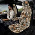 thumbnail image 2 of Xixirimido Car Seat Cover Set of 5 Pieces Front Seat Covers with Matching Seat Belt and Center Console Covers PU Leather Fits Most Vehicles, Hunting Deer Forest Camo, 2 of 8