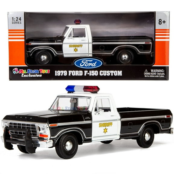 1979 Ford F-150 Sheriff Pickup Classic F150 Police Pick Up Truck 1:24 Diecast Collectible Model Car Black Motormax All Star Toys Exclusive 76986