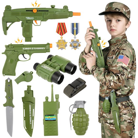 Disfraz militar para niños, de soldado, para Halloween, talla L, 8-10 años