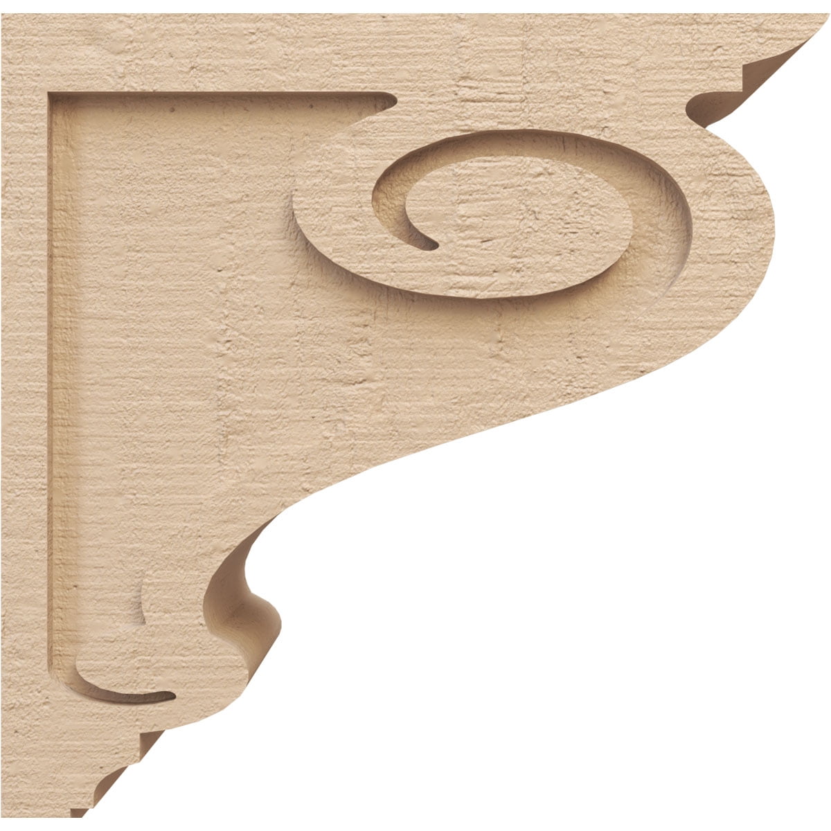 8"W x 16"D x 16"H Classic Scroll Rough Cedar Woodgrain TimberThane Corbel, Primed Tan