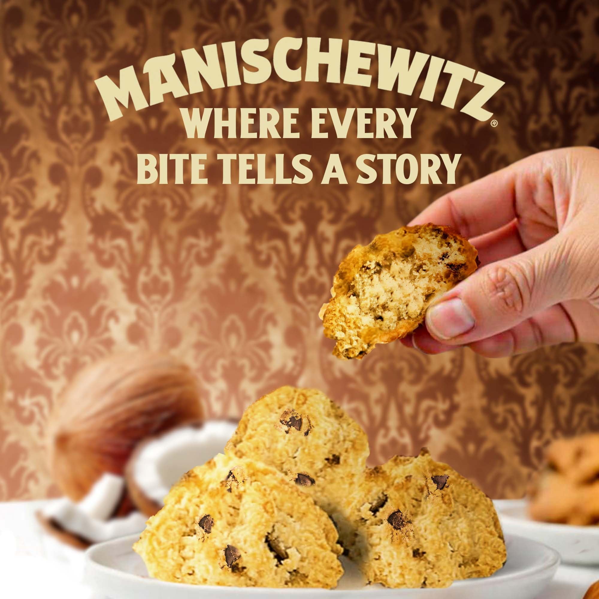 3x | Manischewitz Macaroon Chocolate Chip Cookie, 10 Oz (2 Pack) | Coconut Macaroons | Resealable Bag | Dairy Free | Gluten Free Coconut Cookie & 2x Lotus Biscoff Cookies 0.2oz