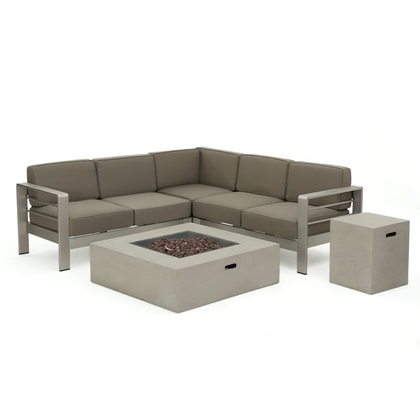 V Shaped Sofa Set With Fire Table, Crested Bay Outdoor Furniture