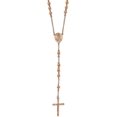 thumbnail image 2 of Avariah Chisel Stainless Steel Polished Rose IP-plated Rosary Necklace - 30" Chain, 2 of 9
