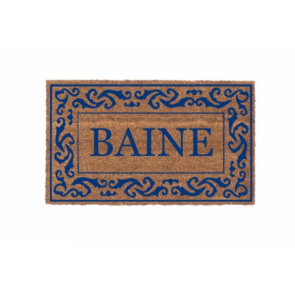 CocoMatsNMore Personalized Blue Rolling Scrolls Doormats with Vinyl Backing 38' x 60"