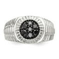 thumbnail image 4 of Sterling Silver Rhod-plated Mens Black Diamond Polished/Satin Ring, 4 of 5