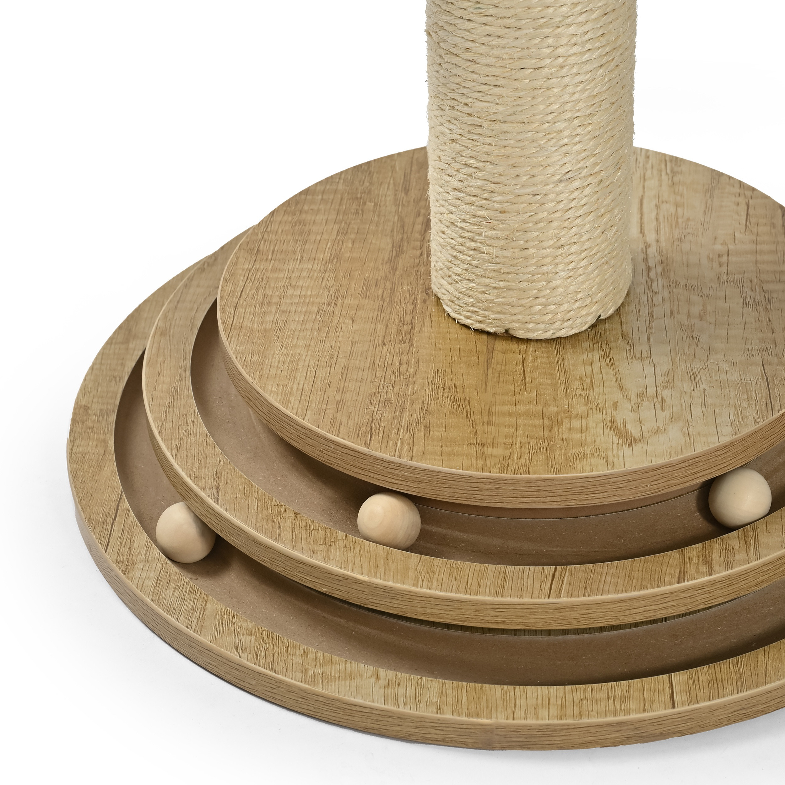 Vibrant Life Cat Scratching Post with 2-Level Track Ball, Beige