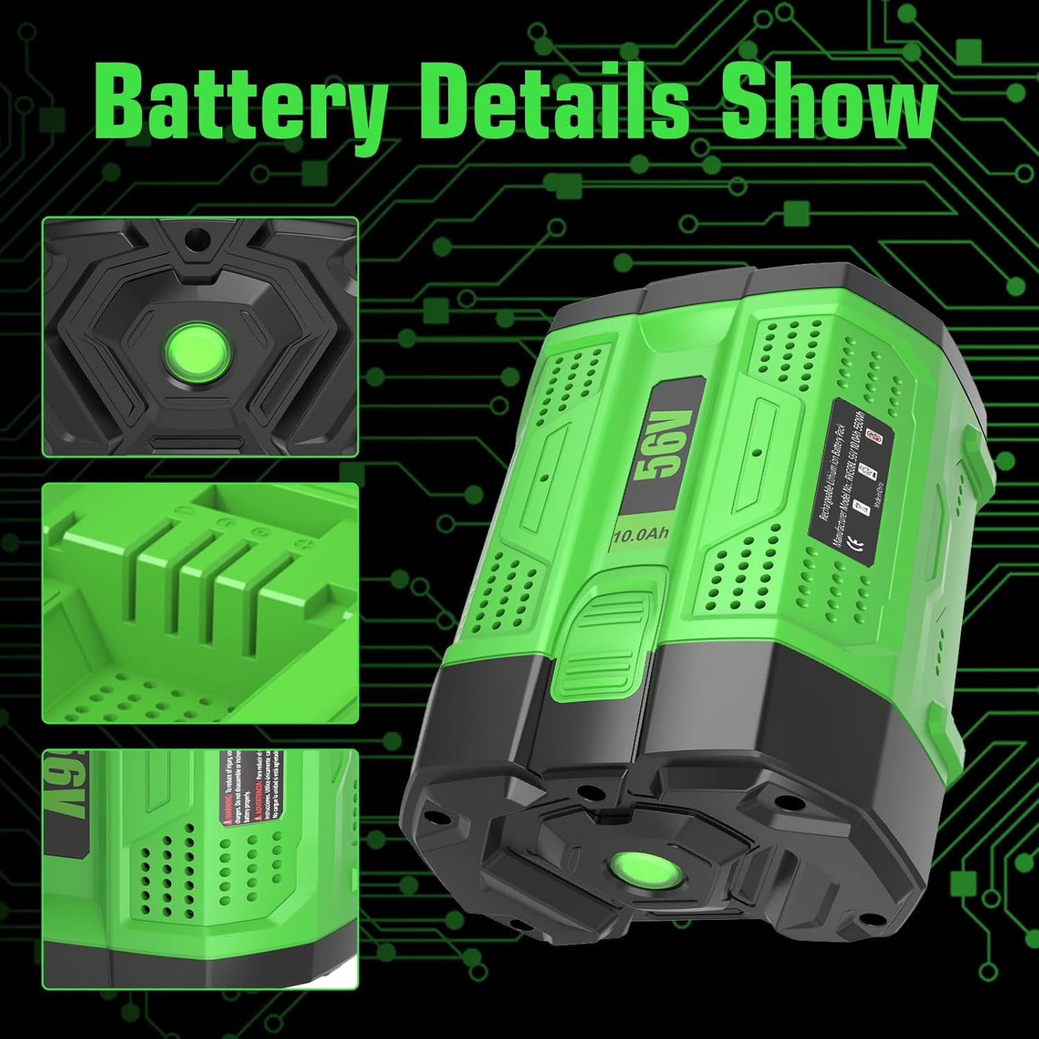 Upgrade 2Packs 10000mAh Lithium Ion Battery Long Runtime High Power Output Replacement for EGO 56V Battery BA2800 BA2800T BA4200 BA4200T BA5600T
