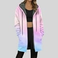 thumbnail image 2 of idosla Long Hoodies for Women Zip Up Gradient Color Fleece Jacket Tunic Sweatshirts Fall Winter Fashion Clothes 2025 (Pink, L), 2 of 5