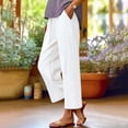 thumbnail image 2 of Comdrip Pants for Women Trendy Fashion Women Loose Solid Color Casual Wide Leg Pants Cotton Trousers Womens Flowy Pants White S, 2 of 9