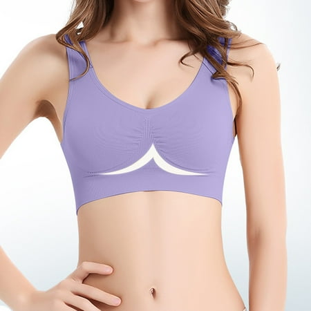 MLCDZ Plus Size Women s Comfort Workout Sports Bra Low-Impact Activity Sleep Bras  Full Coverage Push up Bras  No Underwire Seamless Workout Yoga Bra Light Purple XXXL
