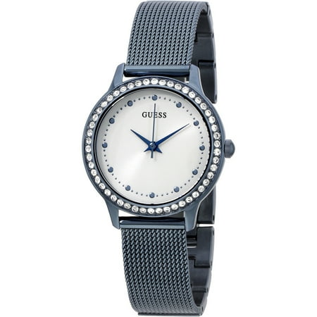 GUESS W0647L4,Women's Dress,stainless steel,Metalic Blue-Tone,Crystal Accented Bezel,WR