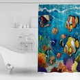 thumbnail image 4 of Extra Long Shower Curtain 72x84 Inch, Moroccon Shower Curtain Waterproof Bathroom Decor Colorful Coastal Fabric Bath Curtain Set Accessories with Hooks, 4 of 6