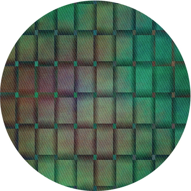 Ahgly Company Tapis Rond Lavable en Machine Intérieur Transitionnel Vert Menthe Foncé, 6 Pieds Rond
