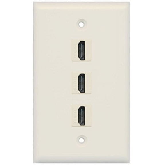 RiteAV - 3 Port HDMI Wall Plate - Light Almond