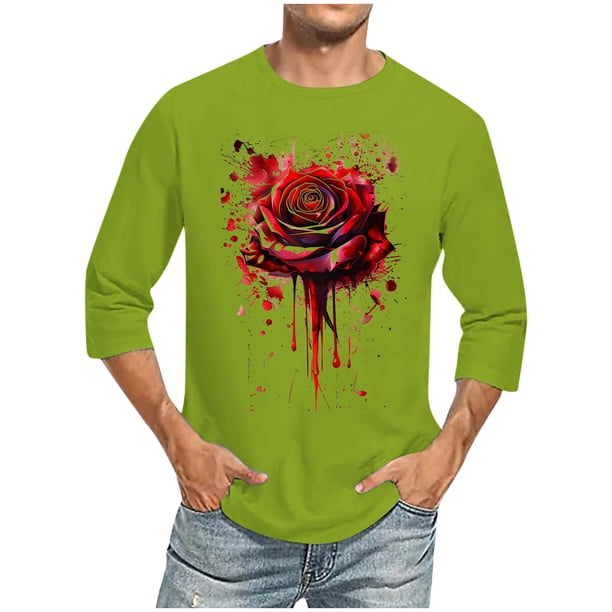 Blusas y camisas de manga larga y cuello redondo para hombre, blusas casuales de moda con cuello redondo y manga corta, blusas de poliéster para hombre