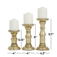 thumbnail image 3 of DecMode 3 Candle Gold Mango Wood Turned Style Pillar Candle Holder, Set of 3, 3 of 8