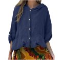 thumbnail image 2 of UPPADA Women's Linen Hoodies Lightweight Solid Shirts Flowy Cute Hoodie Long Sleeve Botton Up Cardigans Long Sleeve Shirts Womens Pullover Hoodies Navy,S, 2 of 8