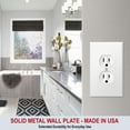 thumbnail image 4 of OVERSIZED Metal Outlet Cover, 1 Gang OVERSIZE Electrical Outlet Cover Plate, Socket Cover for Outlets, Duplex Wall Plate, One Gang White Wall Plug Cover - (MADE IN USA) 5.5 x 3.5 Inches - 10 Pack, 4 of 6