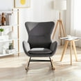 thumbnail image 4 of Rocking Chair, 33.1" Modern Velvet Fabric Padded Seat Rocking Chair with High Backrest and Armrests Nursery Glider Armchair with Solid Wood Base Accent Wingback Chair for Elderly Adults, Dark Grey, 4 of 8