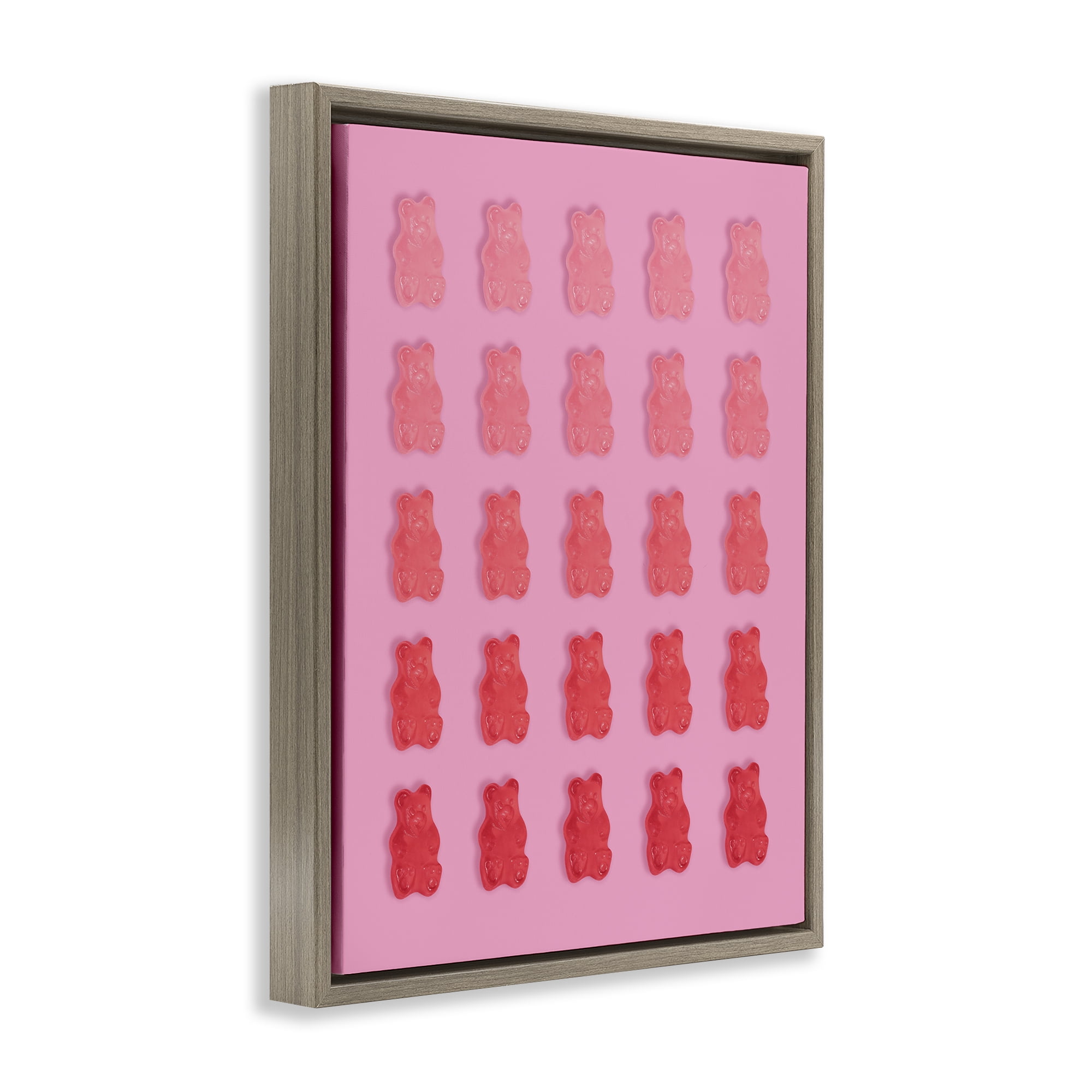 Stupell Industries Pink & Red Bear Gradient Brown Framed Floater Canvas Wall Art, design by LISH Creative