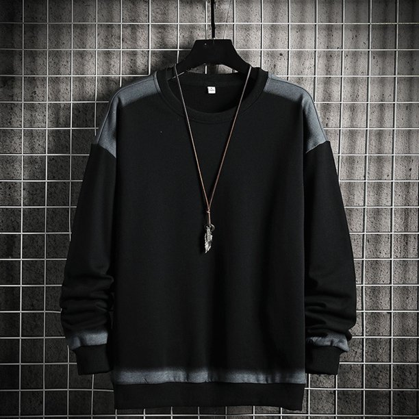 pstuiky camisas de hombre de manga larga, Sudadera con capucha y cuello redondo de manga larga con bloques de color para hombre Tops casuales para hombres xxxl