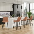 thumbnail image 7 of Farini 26" Counter Stools Set of 2, Faux Leather Barstools, Counter Height Chairs for Kitchen Islands & Dining Rooms, Brown, 7 of 7