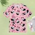 thumbnail image 4 of Cute Panda Hearts Pink Women's Short Sleeve Tops Casual Blouses T Shirt, 4 of 7