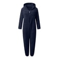 thumbnail image 5 of SDNall Womens Fleece Onesies Pajamas Jumpsuit Long Sleeve Hooded Jumpsuit Pajamas Casual Winter Warm Rompe Sleepwear (Navy, Sizes S-XXXXXL), 5 of 9