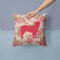 thumbnail image 2 of Curly Coated Retriever Shabby Chic Pink Roses Fabric Decorative Pillow, 2 of 4