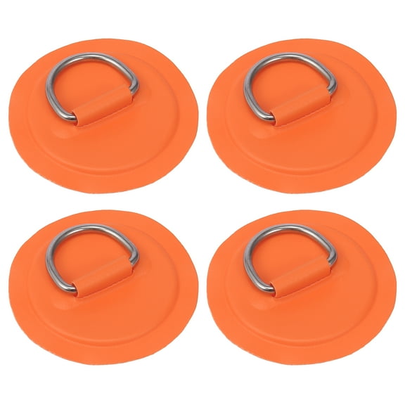 4pcs D Ring Patch Stainless Steel Round Shape D Ring Pad Orange for Kayak Canoe Deck