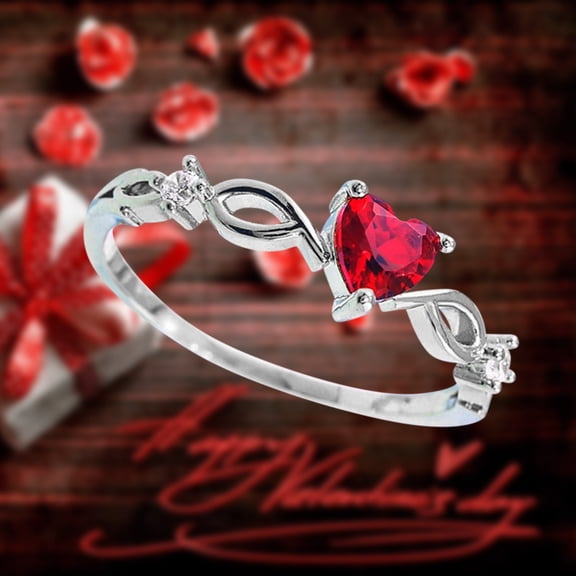 Noothes Women's Adjustable Heart Ring with Zircon, Dainty Heart Shaped Gift Jewelry for Birthday Anniversary, Romantic Fashion Heart Ring for Her