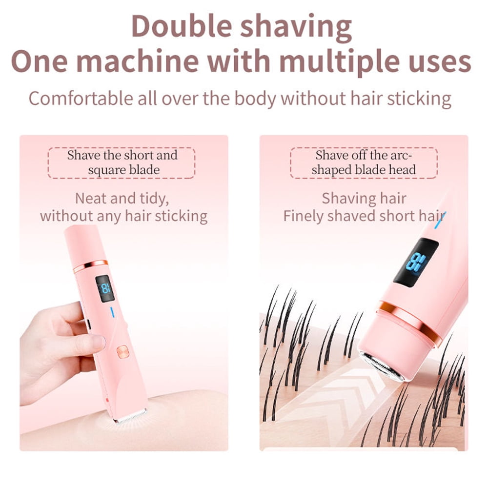 2 in 1 Electric Razors for Women Pubic Hair Dual Head Bikini Trimmer Women Shaver with LED Display Rechargeable Electric Trimmer